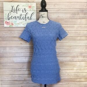 NWOT Zara Periwinkle Textured Short Sleeve Blouse Medium